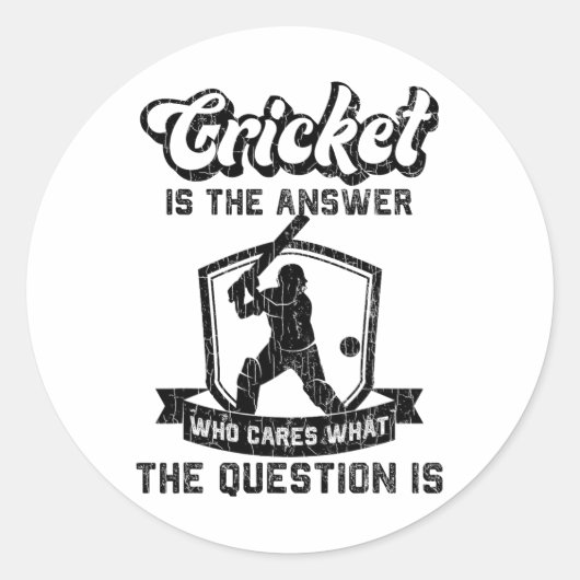 Sticker Rond Cricket Funny It's The Answer Graphic For Player 1 (Devant)