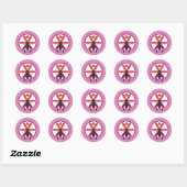 Sticker Rond Cricket violet et cercle de fleurs rouges (Feuille)