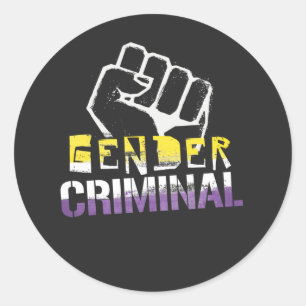 Sticker Rond Criminalité non binaire