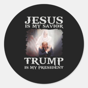 Sticker Rond Criminel Condamné Jésus Est Mon Sauveur Trump Est