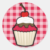 Sticker Rond Crimson Red Cupcake (Devant)