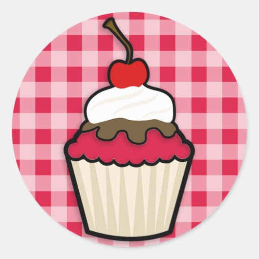 Sticker Rond Crimson Red Cupcake (Devant)