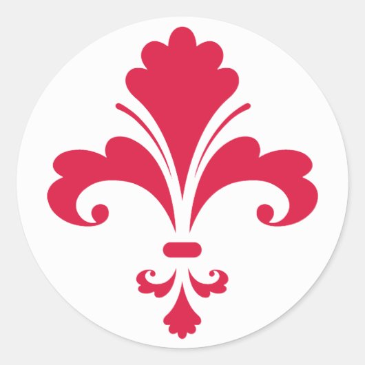 Sticker Rond Crimson Red Fleur de lis (Devant)