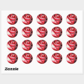 Sticker Rond Crimson Red Rose Original watercolor art (Feuille)