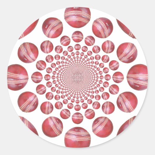 Sticker Rond Crimson Vortex : Belle Balle de Cricket Rouge (Devant)