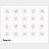 Sticker Rond Crinkle rose hiver Wonderland Snowflake élégant (Feuille)