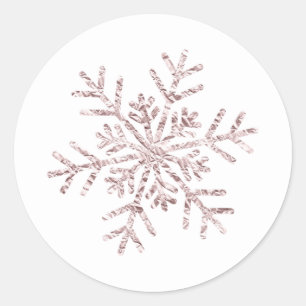 Sticker Rond Crinkle rose hiver Wonderland Snowflake élégant