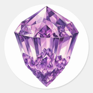 Sticker Rond Cristal d'Améthyste Violet Énergie Métaphysique