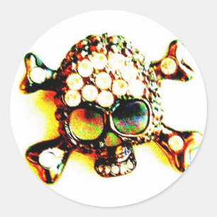 STICKER ROND CRISTALLON RESSORT SKULL ET CROSSBONES
