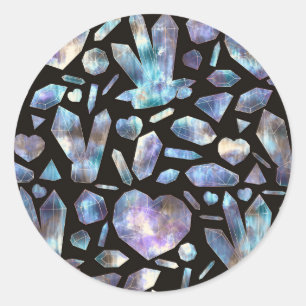 Sticker Rond Cristaux d'énergie magique Arc-en-ciel Crystal Roc