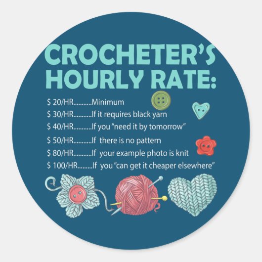 Sticker Rond Crochet Crochet à tarif horaire du Crochet (Devant)