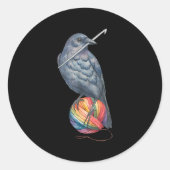 Sticker Rond Crochet Crow Yam Crocheter Tricot Crocheting Love (Devant)