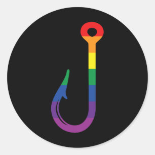 Sticker Rond Crochet LGBT drapeau Gay pêcheur Fierté Queer Plui