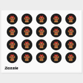 Sticker Rond Crochet Puppy Heart Sungles Red Bow Valentines Day (Feuille)