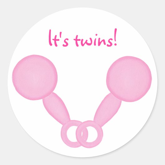 Sticker Rond Crochets de bébé rose, baby shower annonce autocol (Devant)