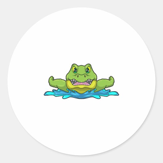 Sticker Rond Crocodile à nager dans l'eau (Devant)