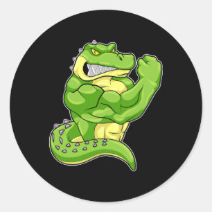Sticker Rond Crocodile Bodybuilder Bodybuilding Sports 1