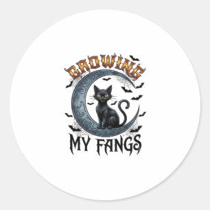 Sticker Rond Crocs Canines Chat Noir Lune Croissante Chauves-So