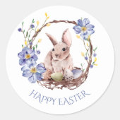 Sticker Rond Crocus, Daffodils Fleurs de Pâques et Lapin (Devant)