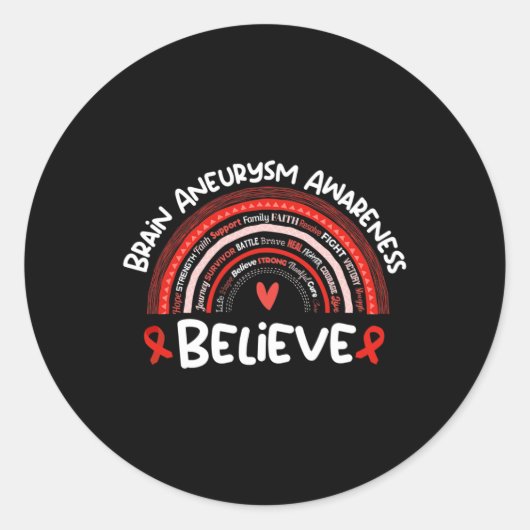 Sticker Rond Croire Cerveau Aneurysme Mois de sensibilisation C (Devant)