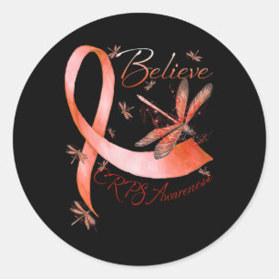 Sticker Rond Croire Crps Sensibilisation Orange Ruban Lov