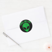 STICKER ROND CROIRE - DESIGN EN TÊTE ALIEN VERTE (Enveloppe)