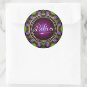 Sticker Rond Croire : Inspirer : Cercle Mandala violet vert (Sac)