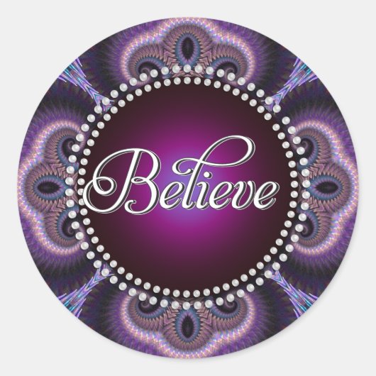 Sticker Rond Croire : Inspirer : Fractales violettes Cercle cro (Devant)