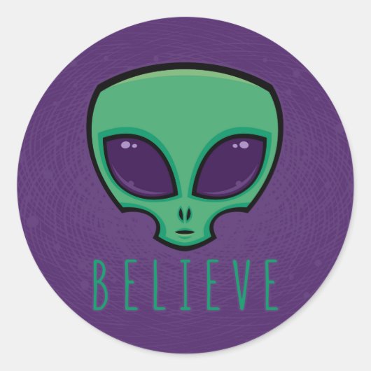 Sticker Rond Croire la tête de l'Alien (Devant)