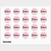 Sticker Rond Croire la typographie aquarelle Coeurs Art (Feuille)