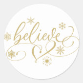 Sticker Rond Croire le script | Sepia Gold Snowflake Flourdir (Devant)