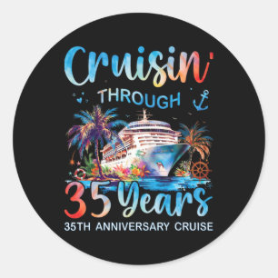 Sticker Rond Croisière à travers 35 ans Croisière d'anniversair