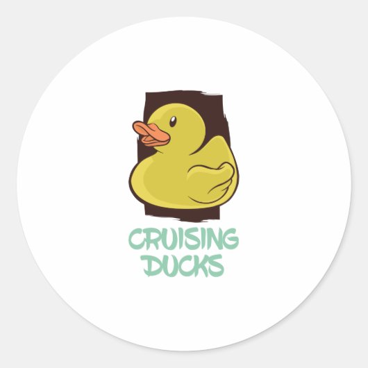 Sticker Rond Croisière Canards Voyage amusant (Devant)