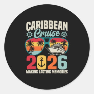 Sticker Rond Croisière caraïbe 2026 Voyage de vacances correspo