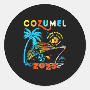 Sticker Rond Croisière Cozumel 2025 Croisière au Mexique Famill