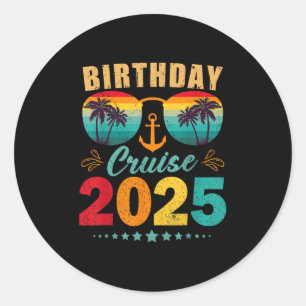 Sticker Rond Croisière d'anniversaire 2025 Plage Fête d'anniver