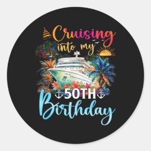 Sticker Rond Croisière dans mon 50e anniversaire croisière en f