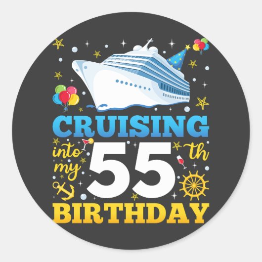 Sticker Rond Croisière Dans Mon 55 Anniversaire (Devant)