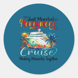 Sticker Rond Croisière de lune de miel 2026 Tout juste mariés