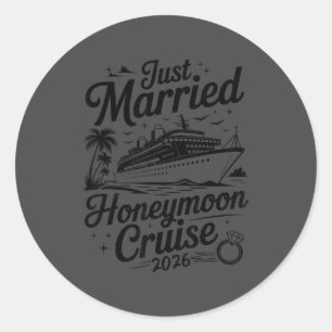 Sticker Rond Croisière de lune de miel Cute Just Married 2026 J