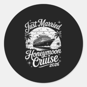 Sticker Rond Croisière de lune de miel Cute juste mariés 2026 j
