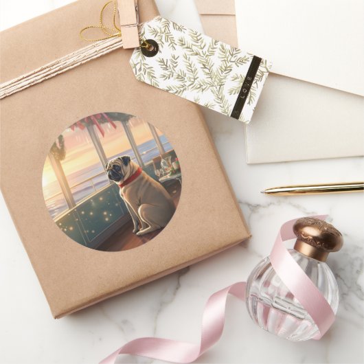 Sticker Rond Croisière de Noël carlin : Pawsome Holiday Delft (Cadeaux)