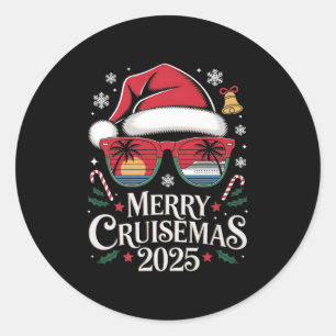 Sticker Rond Croisière de Noël en famille 2025 Merry Cruisemas 