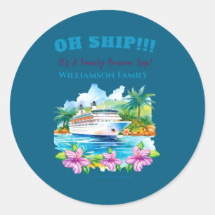 Sticker Rond Croisière de réunion de famille sur l'île drôle