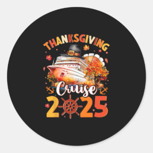 Sticker Rond Croisière de Thanksgiving 2025 Dinde drôle Citroui