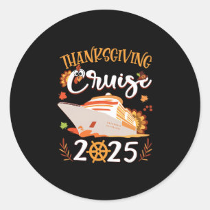 Sticker Rond Croisière de Thanksgiving 2025 Dinde drôle laisse