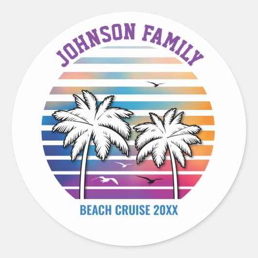 Sticker Rond Croisière de Vacances sur Mesure pour une Réunion (Devant)