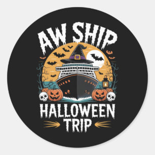 Sticker Rond Croisière d'Halloween Trip Enthousiastes de la cro
