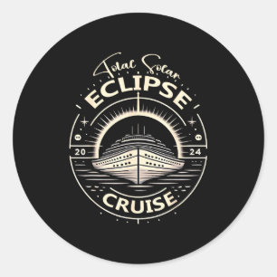 Sticker Rond Croisière Eclipse 2024 drôle éclipse solaire total