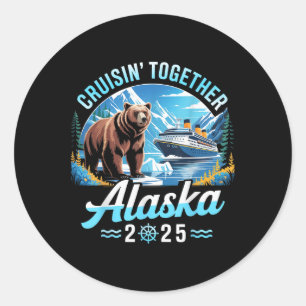 Sticker Rond Croisière en Alaska 2025 En famille, en vacances e